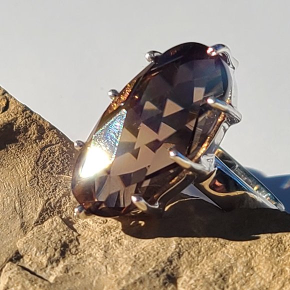 Smoky Quartz ring size 8 - Picture 3 of 10